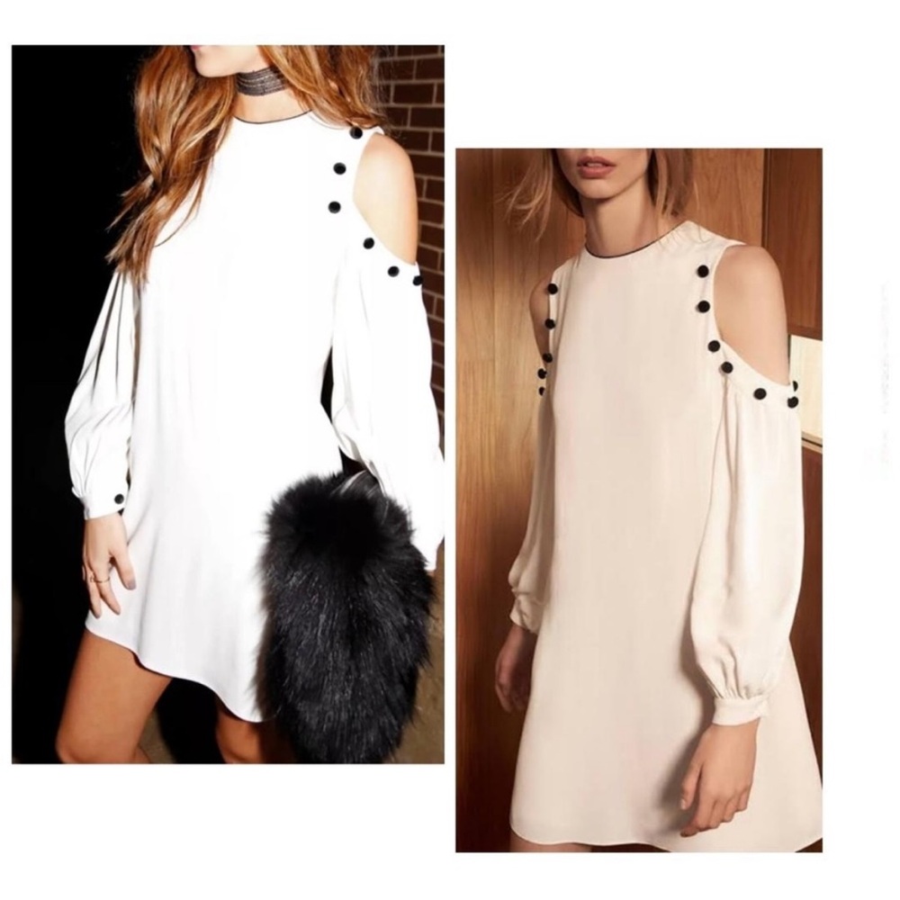 Alexis Erica Black Button‎ Cold Shoulder Long Sleeve Blouse